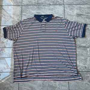 Polo Ralph Lauren Men's Blue/Orange/White Striped Short Sleeve Polo Shirt 4XLT